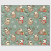 Christmas Sloth Cute Holiday Animal in Santa Hat ラッピングペーパー (フラット)