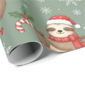 Christmas Sloth Cute Holiday Animal in Santa Hat ラッピングペーパー (ロールコーナー)