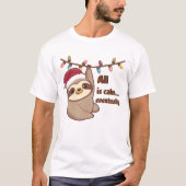 Christmas Sloth – Cute Sloth Tangled in Holiday Li Tシャツ (正面)