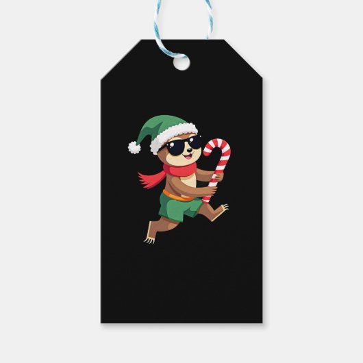Christmas Sloth Elf Peppermint Candy Cane Shirt Gi ギフトタグ (正面)