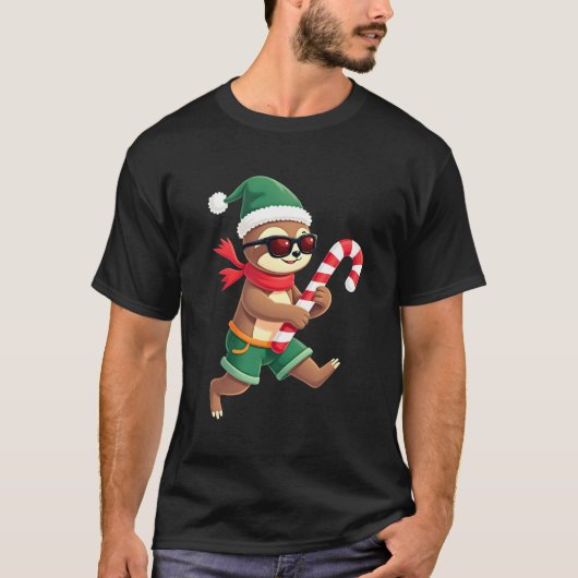 Christmas Sloth Elf Peppermint Candy Cane Shirt Gi Tシャツ (正面)
