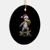 CHRISTMAS SLOTH Funny Christmas Skateboard Sloth セラミックオーナメント (右)