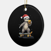 CHRISTMAS SLOTH Funny Christmas Skateboard Sloth セラミックオーナメント (左)