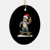 CHRISTMAS SLOTH Funny Christmas Skateboard Sloth ( セラミックオーナメント (右)