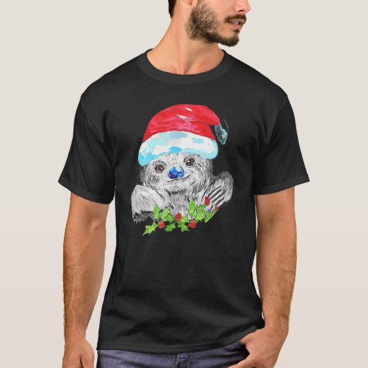Christmas Sloth Merry Christmas Happy Holidays Tシャツ (正面)