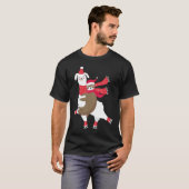 Christmas Sloth Riding Llama Ice Skating Alpaca Tシャツ (正面フル)