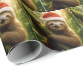 Christmas Sloth Wearing a Santa Hat ラッピングペーパー (ロールコーナー)