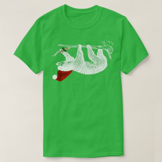 Christmas Sloth With Santa Hat  Tシャツ (デザイン正面)
