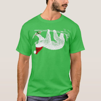 Christmas Sloth With Santa Hat  Tシャツ