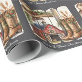 Christmas Small Town Retro Western Cowgirl Boots ラッピングペーパー (ロールコーナー)