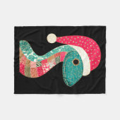 Christmas Snake Santa Hat Holiday Fun Premium Tri- フリースブランケット (正面(横))