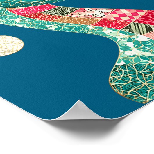 Christmas Snake Santa Hat Holiday Fun Premium Tri- ポスター (角)