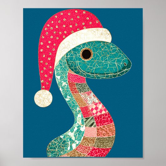 Christmas Snake Santa Hat Holiday Fun Premium Tri- ポスター (正面)