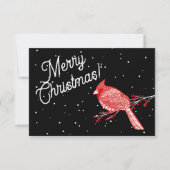 Christmas Snow Cardinal Thank You Card サンキューカード (正面)