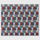 Christmas Snow Couple Hugging in Winter Forest ラッピングペーパー (フラット)