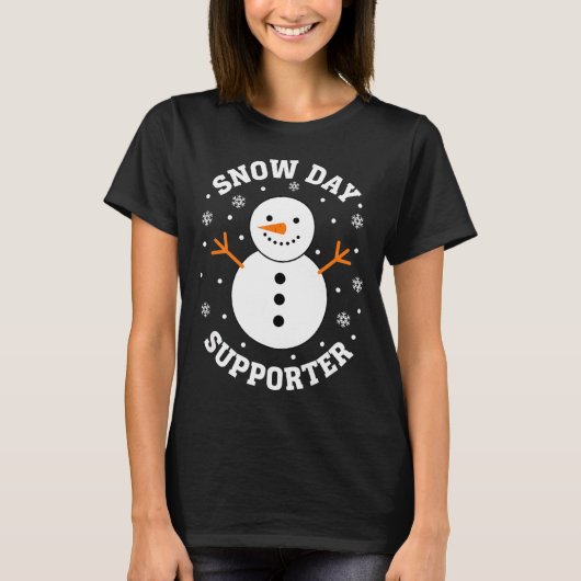 Christmas Snow Day Suprter Snowflake Snowman Funny Tシャツ (正面)
