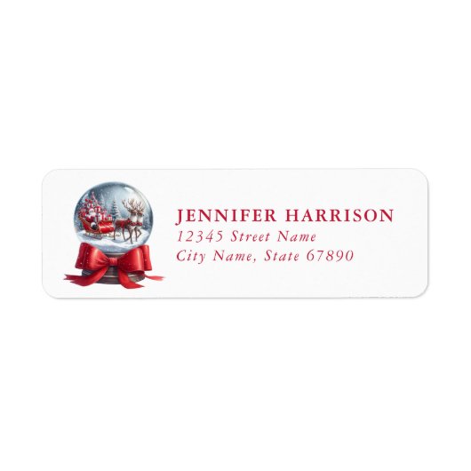 Christmas Snow Globe Return Address Labels ラベル (正面)