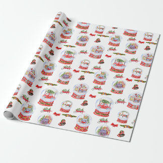 Christmas Snow globe watercolor wrapping paper ラッピングペーパー