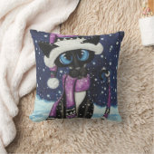 Christmas Snow Siamese Cat American MoJo Pillows クッション (ブランケット)