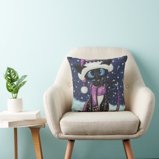 Christmas Snow Siamese Cat American MoJo Pillows クッション (椅子)