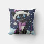 Christmas Snow Siamese Cat American MoJo Pillows クッション (正面)