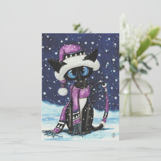 Christmas Snow Siamese Cat Winter (スタンド正面)