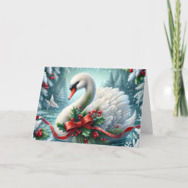 Christmas Snow Swan Holiday Card シーズンカード