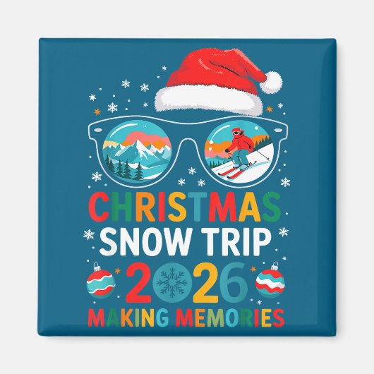 Christmas Snow Trips 2026 Men Women Kids Family Ma マグネット (正面)