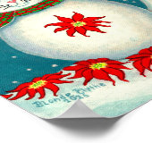 Christmas Snowcat Cardinal Bird Snowman Poinsettia ポスター (角)