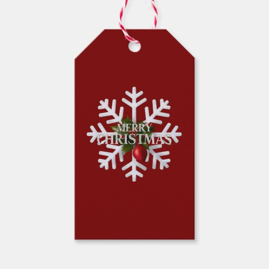 Christmas Snowflake And Shy Red Berry ギフトタグ (正面)