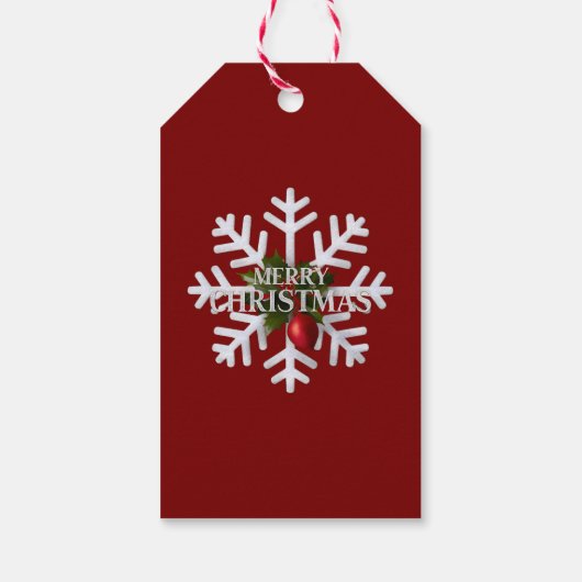 Christmas Snowflake And Shy Red Berry ギフトタグ (裏面)