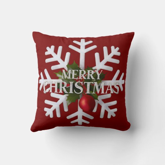 Christmas Snowflake And Shy Red Berry クッション (裏面)