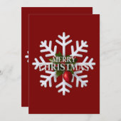 Christmas Snowflake And Shy Red Berry シーズンカード (正面/裏面)