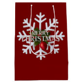 Christmas Snowflake And Shy Red Berry ミディアムペーパーバッグ (裏面)