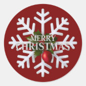 Christmas Snowflake And Shy Red Berry ラウンドシール (正面)