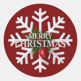 Christmas Snowflake And Shy Red Berry ラウンドシール