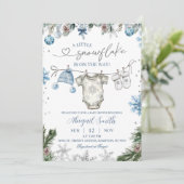 Christmas Snowflake clothesline Baby Shower 招待状 (スタンド正面)