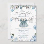 Christmas Snowflake clothesline girl Baby Shower 招待状 (正面)