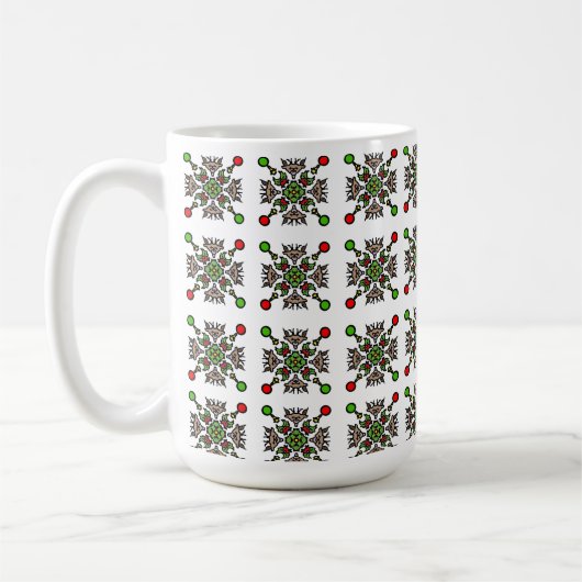 Christmas Snowflake Mandala コーヒーマグカップ (左)