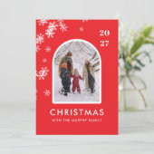 Christmas Snowflakes Arch Pattern family photo シーズンカード (スタンド正面)