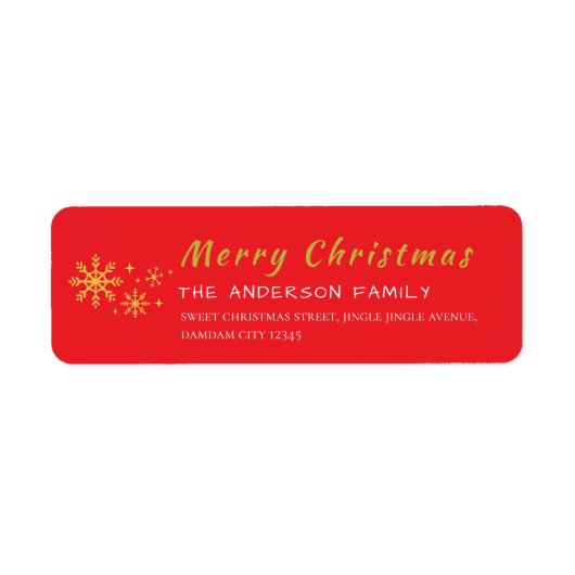 Christmas Snowflakes Elegant Simple Return Address ラベル (正面)