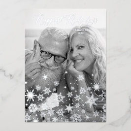 Christmas Snowflakes Happiest Holidays Family 箔シーズンカード