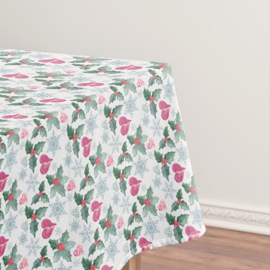 Christmas Snowflakes mistletoe hearts holiday new テーブルクロス (インサイチュ)