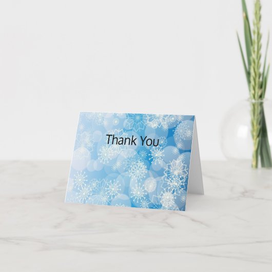 Christmas snowflakes on a blue background サンキューカード (正面)