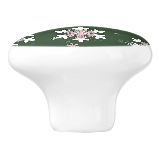 Christmas Snowflakes On Green Drawer Pull Knob セラミックノブ (側面)
