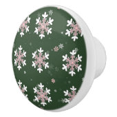 Christmas Snowflakes On Green Drawer Pull Knob セラミックノブ (右)