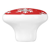Christmas Snowflakes On Red Drawer Pull Knob セラミックノブ (側面)