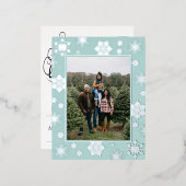 Christmas Snowflakes Photo | Teal 箔シーズンポストカード (正面/裏面)