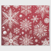 Christmas Snowflakes Red White Snow Decoupage ラッピングペーパー (フラット)