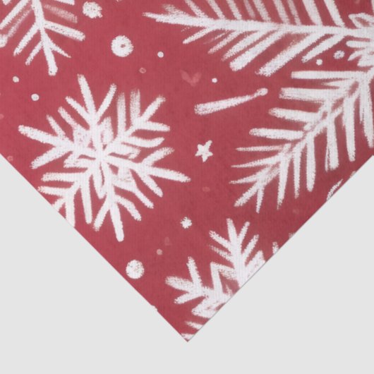 Christmas Snowflakes Red White Snow Decoupage 薄葉紙 (詳細)